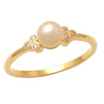 9ct Yellow Gold Freshwater Pearl & Cubic Zirconia Ring