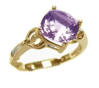 Yellow Gold Amethyst and Diamond Ring