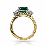 Gold Emerald and Diamond Three-Stone Ring