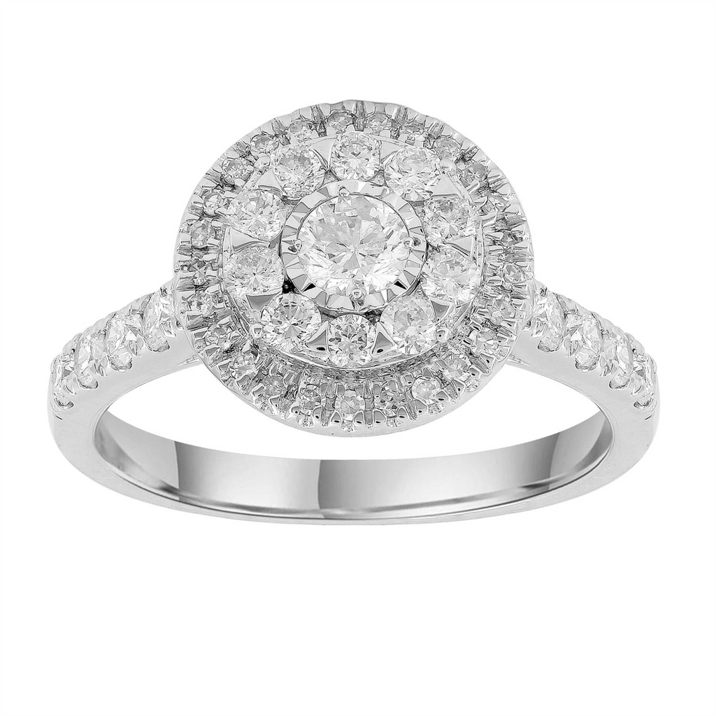 White Gold Diamond Halo Engagement Ring