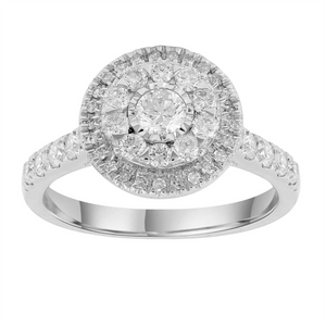 White Gold Diamond Halo Engagement Ring