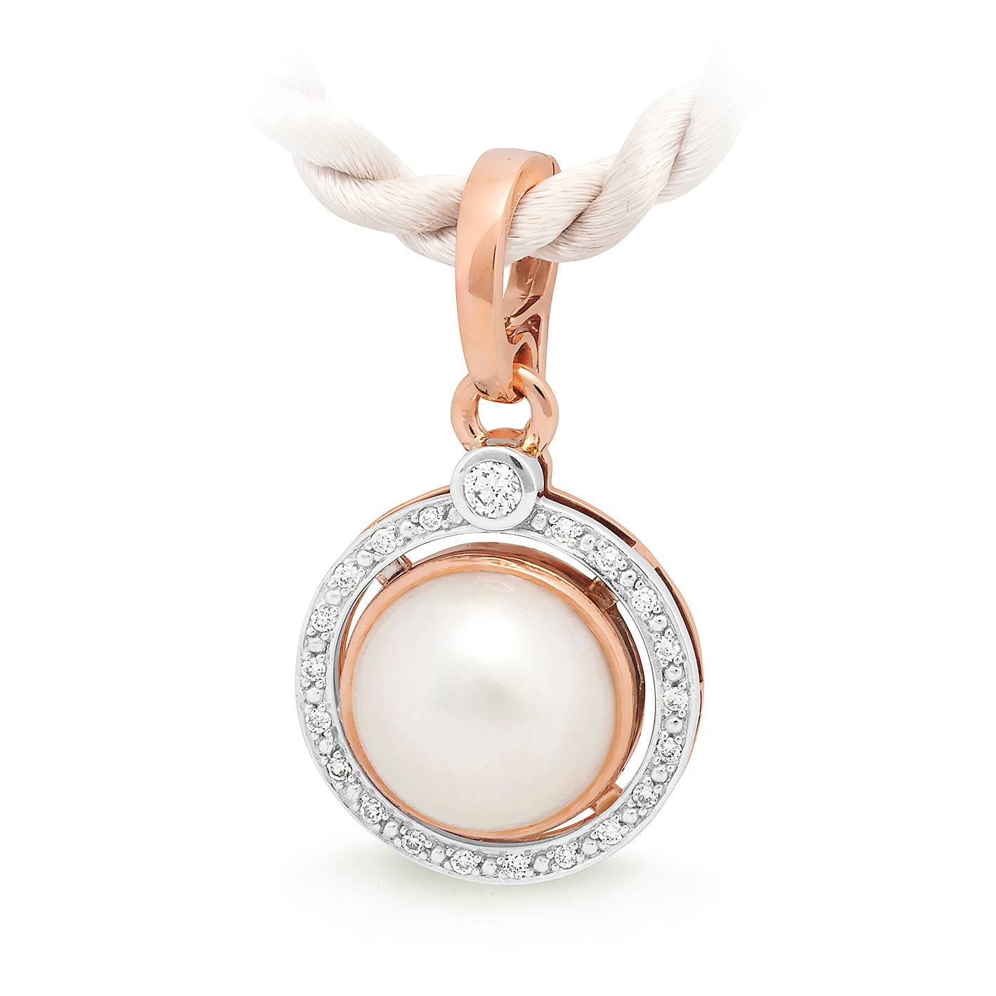 Rose and White Gold Pearl and Diamond Enhancer