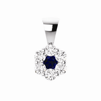 White Gold Diamond and Sapphire Pendant