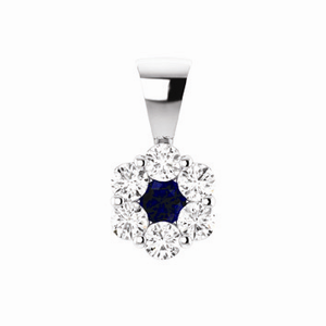 White Gold Diamond and Sapphire Pendant
