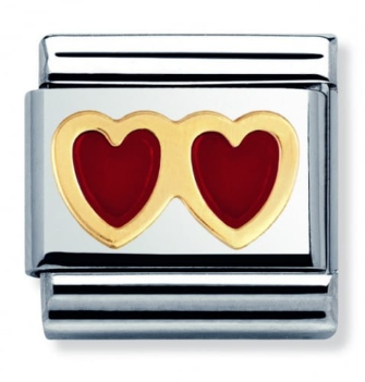 NOMINATION 'Two Red Hearts' Enamel & Gold 03020702