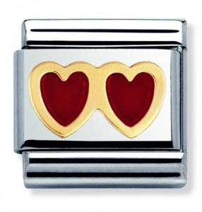NOMINATION 'Two Red Hearts' Enamel & Gold 03020702