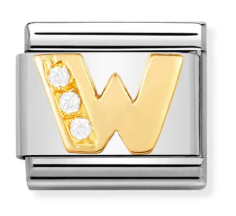 NOMINATION 'Letter W' Gold CZ 03030123