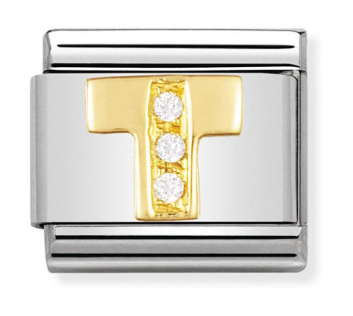 NOMINATION 'Letter T' Gold CZ 03030120