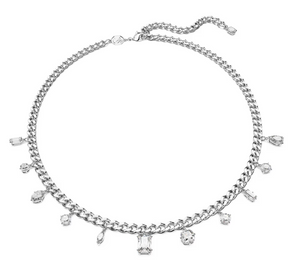 Dextera necklace White, Rhodium plated