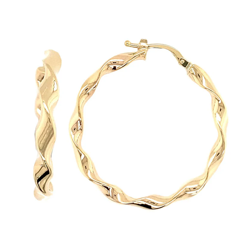 Yellow Gold Twist Hoop Earrings