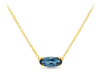 Yellow Gold London Blue Topaz Necklace