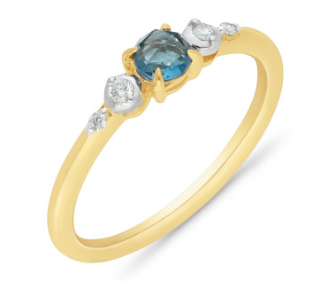 Yellow Gold Diamond London Blue Topaz Ring