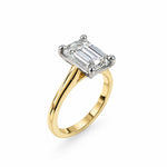 Yellow Gold Emerald Cut Diamond Solitaire Engagement Ring. TDW 2.07ct