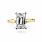 Yellow Gold Emerald Cut Diamond Solitaire Engagement Ring. TDW 2.07ct
