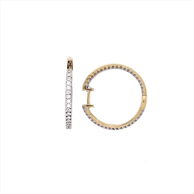 Yellow gold diamond huggie earrings