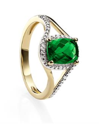 Yellow Gold Diamond and Emerald Ring
