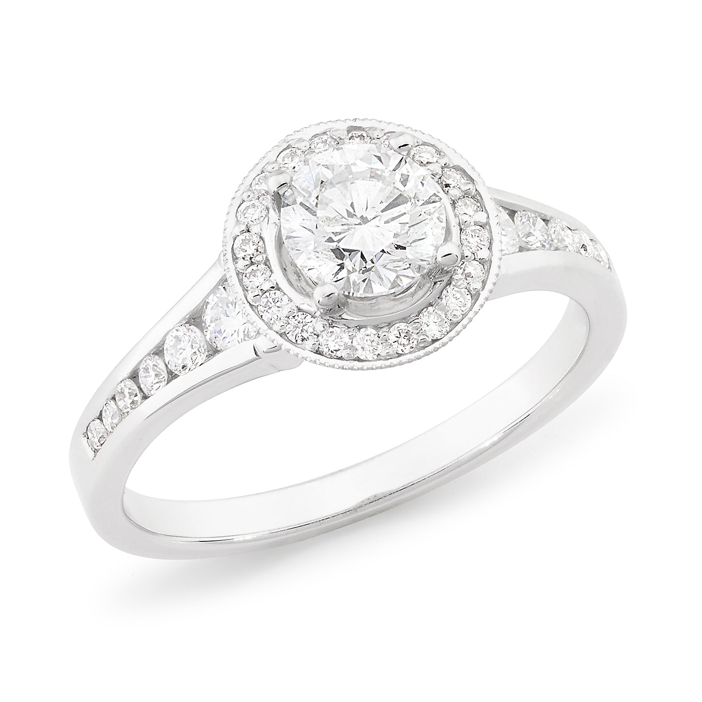 White Gold Diamond Halo Engagement Ring