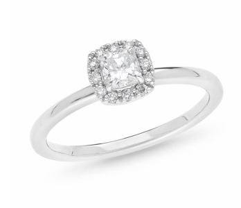 White Gold Cushion Cut Diamond Ring
