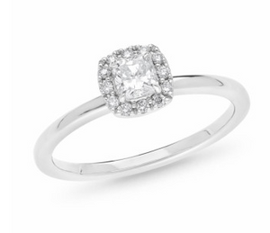 White Gold Cushion Cut Diamond Ring
