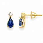 Yellow Gold Sapphire and Diamond Stud Earrings