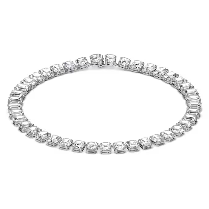 Millenia necklace Octagon cut, White, Rhodium plated