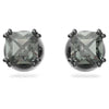 Swarovski, Millenia stud earrings Square cut, Black, Ruthenium plated