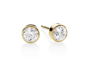 9ct bezel set 3mm cubic zirconia earrings