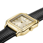 CLUSE Gracieuse Watch Leather, Black Lizard, Gold Colour