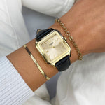 CLUSE Gracieuse Watch Leather, Black Lizard, Gold Colour