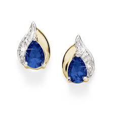 Yellow Gold Sapphire and Diamond Earrings