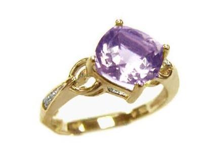 MP5790 9ct YG Amethyst (Purple cushion 8x8) & Dia 0.02ct Ring (7077283725476)