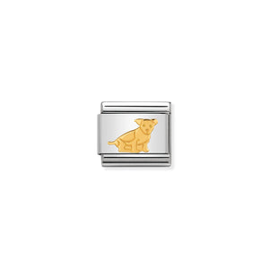 NOMINATION - Composable 030112 33 Classic ANIMALS EARTH st/steel & 18ct gold (Seated dog)