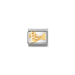 NOMINATION - Composable Classic RELIEF MONUMENTS st/steel & 18ct gold (Golden Gate Bridge)