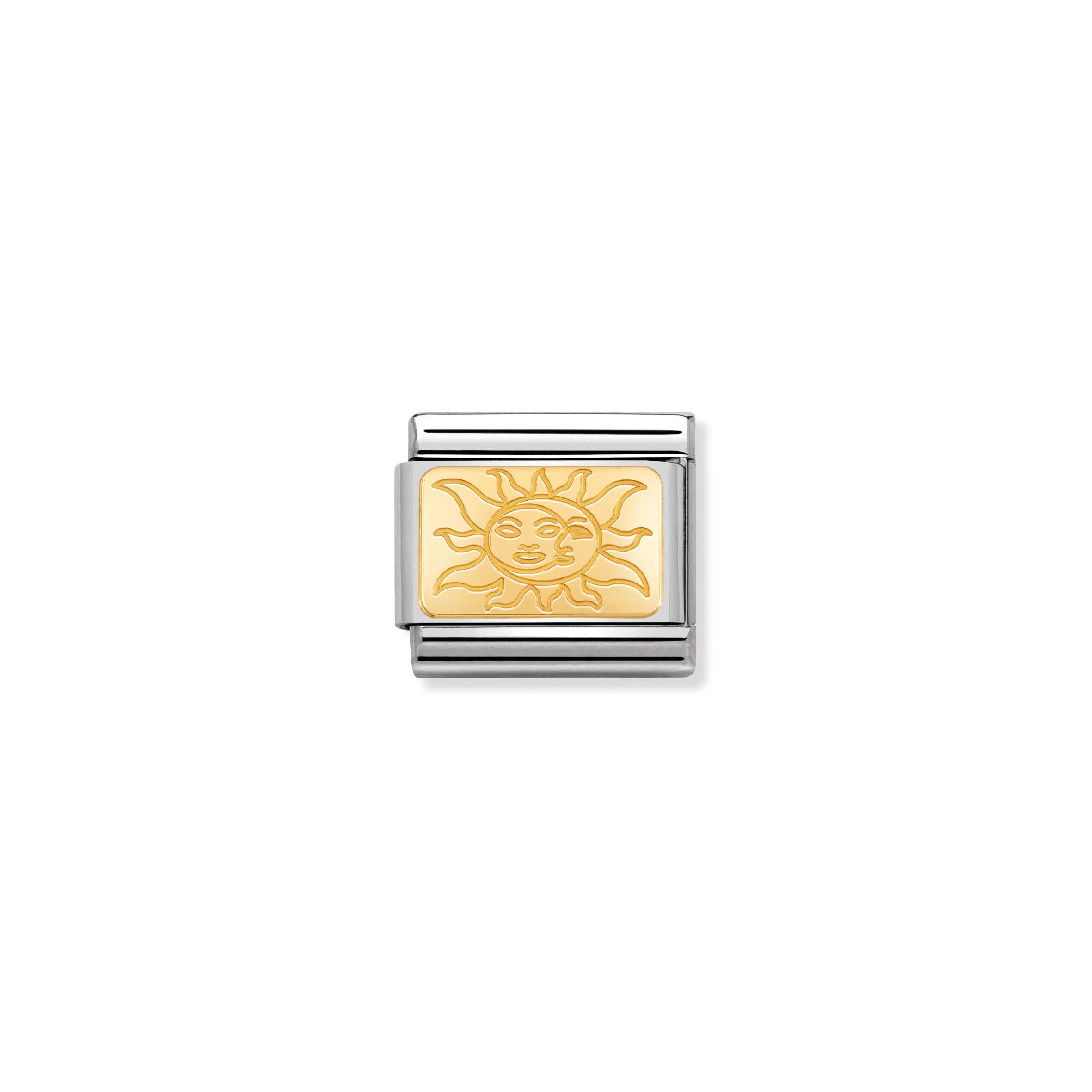NOMINATION - Composable Classic SYMBOLS PLATES st/st & 18ct gold (Plate with Sun&moon)