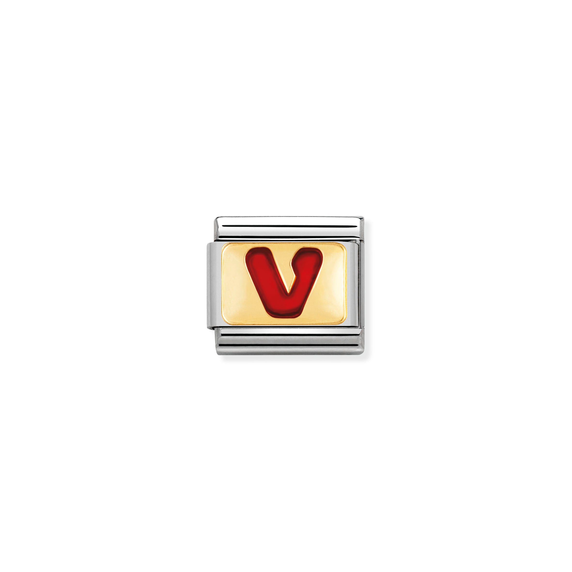 NOMINATION - Composable Gold & Enamel Red Letter 'V' 03020222