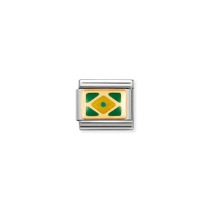 NOMINATION - Composable Steel Gold & Enamel America Flag 'Brazil'