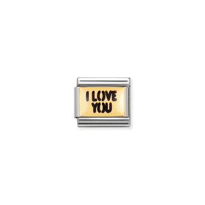 NOMINATION - Composable 030261 06 Classic MESSAGES 1 st/steel, enamel & 18ct gold (I LOVE YOU)