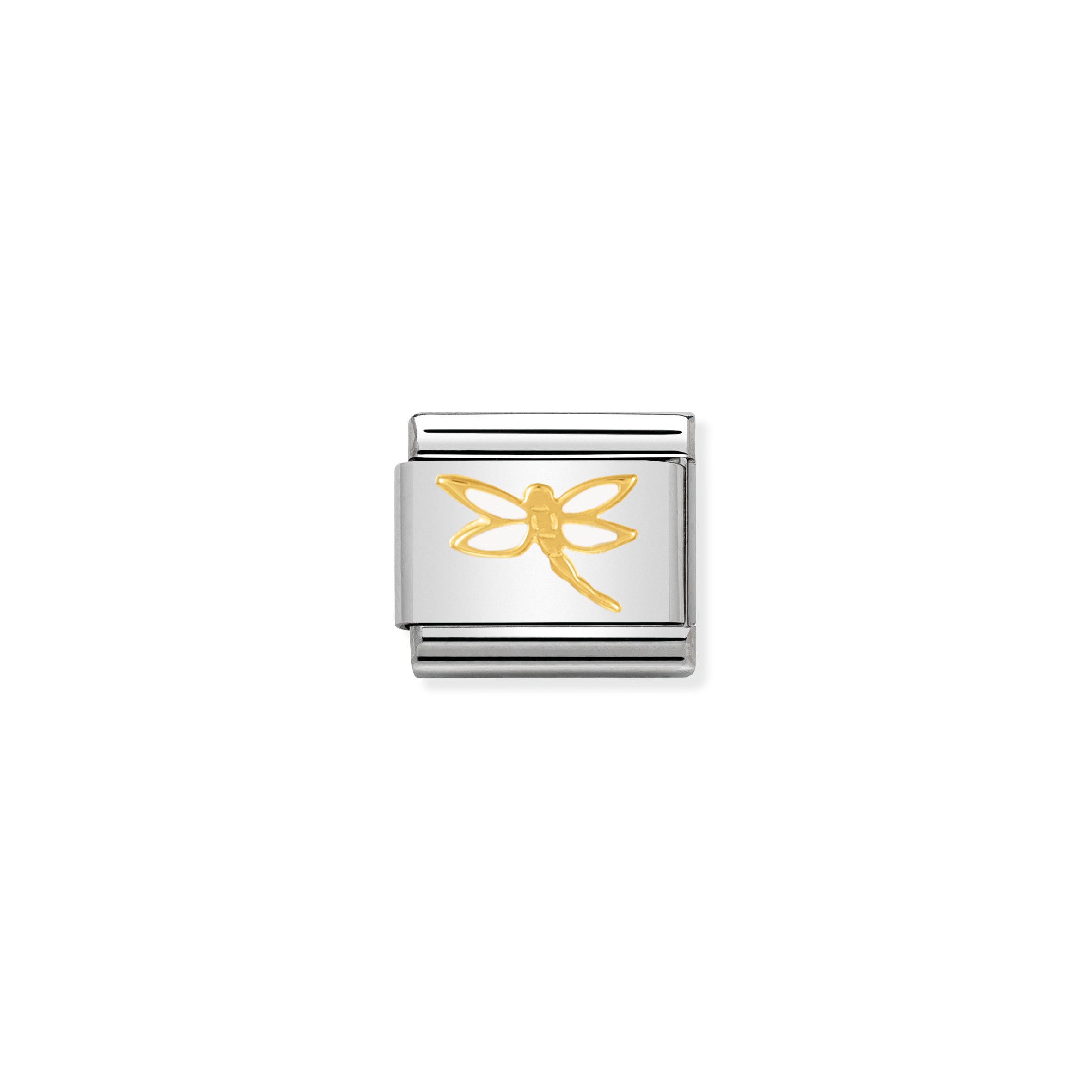 NOMINATION - Composable Steel, Enamel & Gold Nature White enamel 'Dragonfly' 03027807
