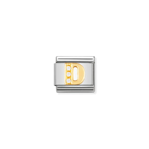 NOMINATION - Composable Steel & Gold Cz Letters 'D' 03030104