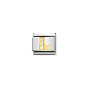 NOMINATION - Composable 030301 12 Classic LETTERS st/steel, 18ct gold & cz (Letter L)