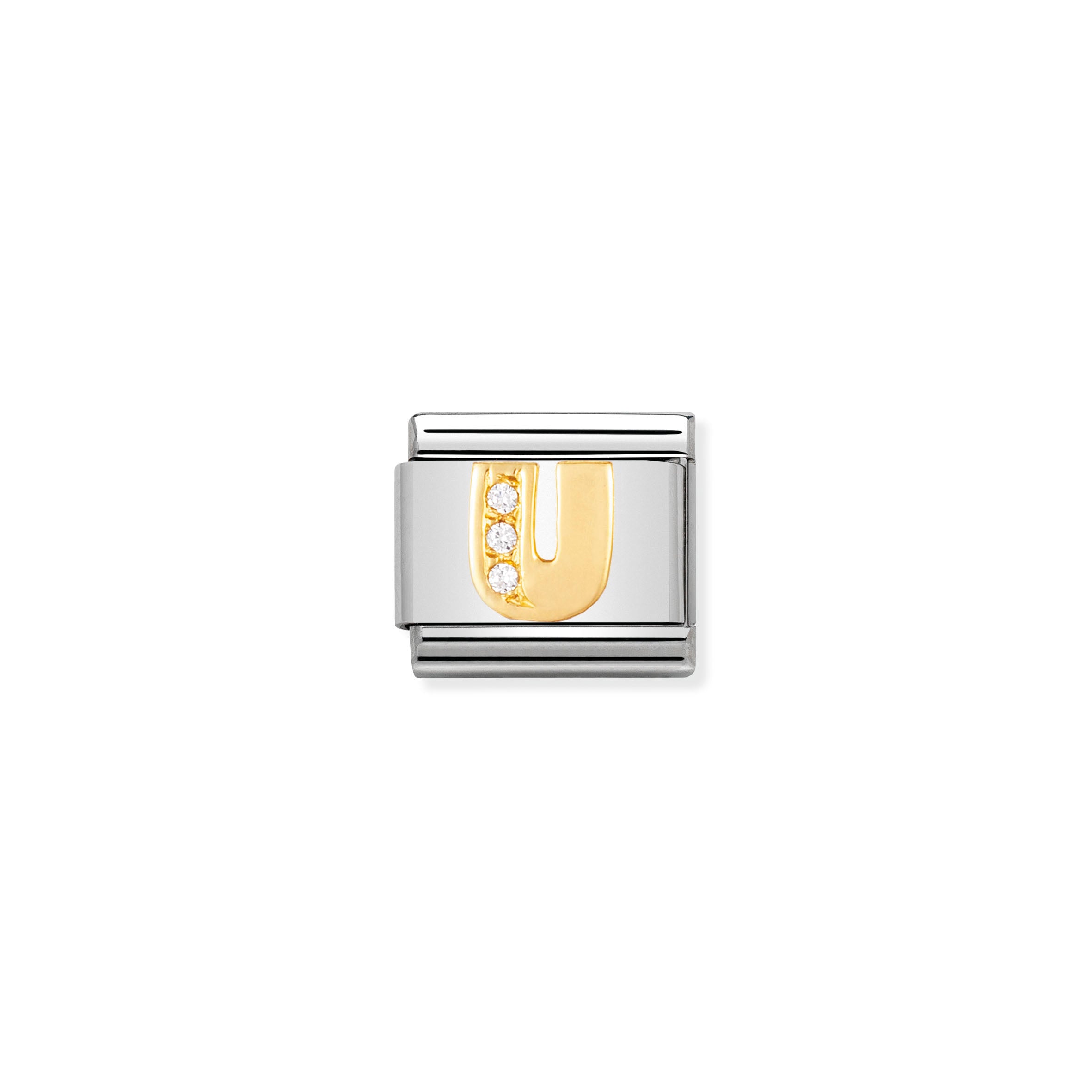 NOMINATION - Composable Steel & Gold Cz Letters 'U' 03030121