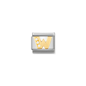 NOMINATION - Composable Steel & Gold Cz Letters 'W' 03030123