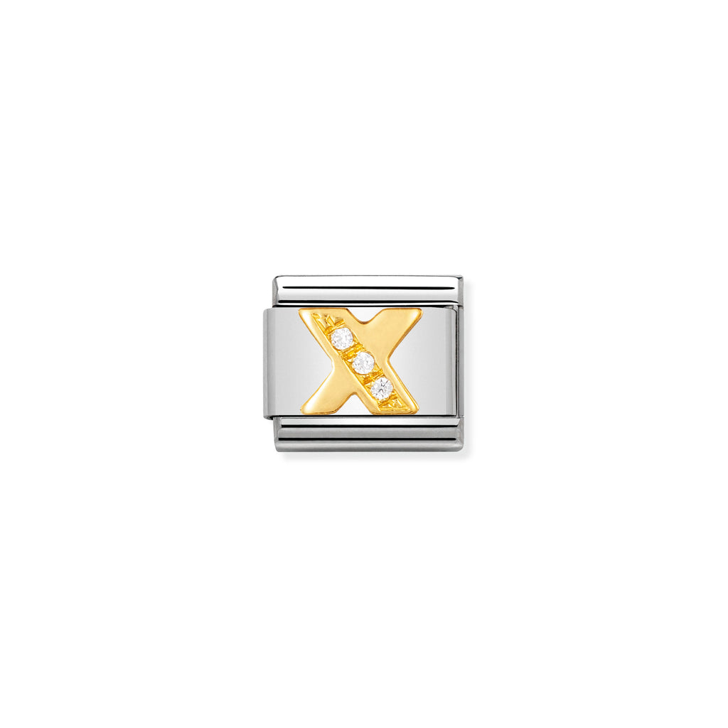 NOMINATION - Composable Steel & Gold Cz Letters 'X'