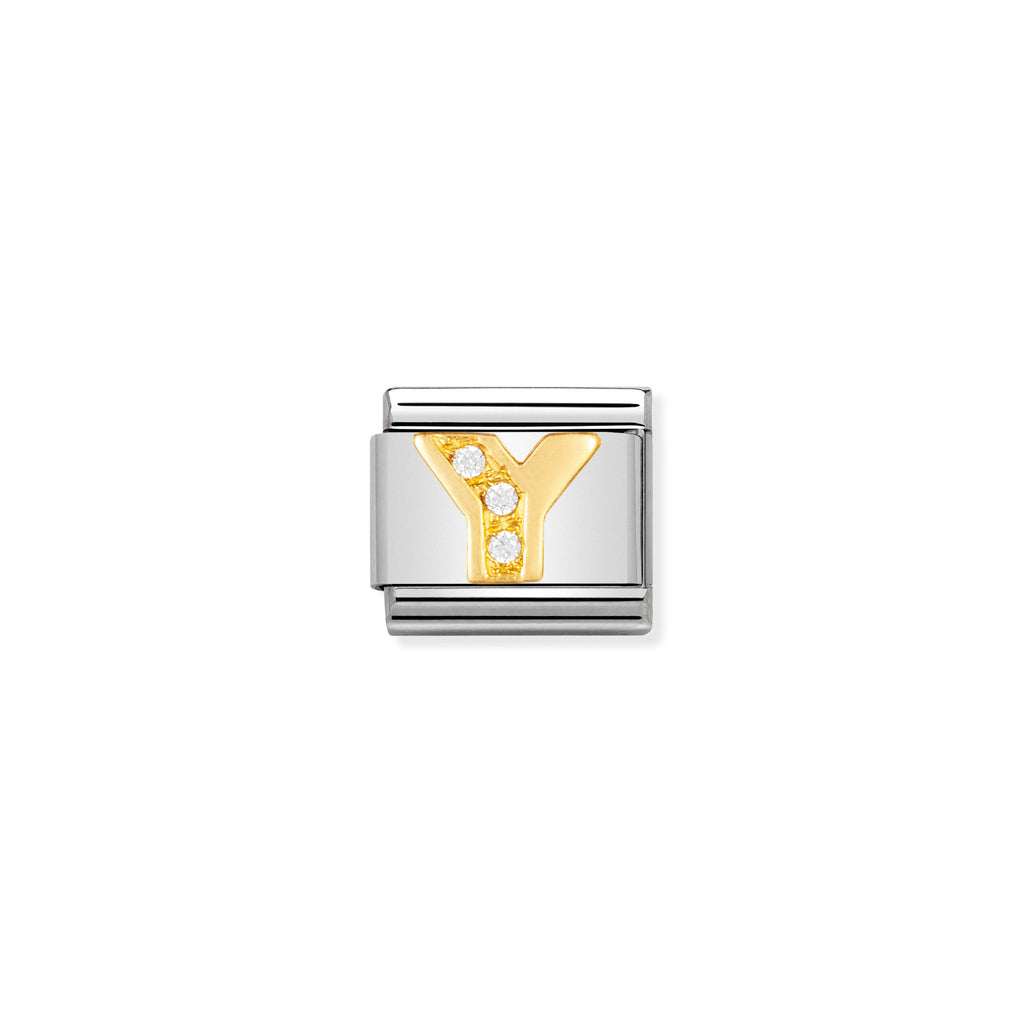 NOMINATION - Composable Steel & Gold Cz Letters 'Y' 03030125