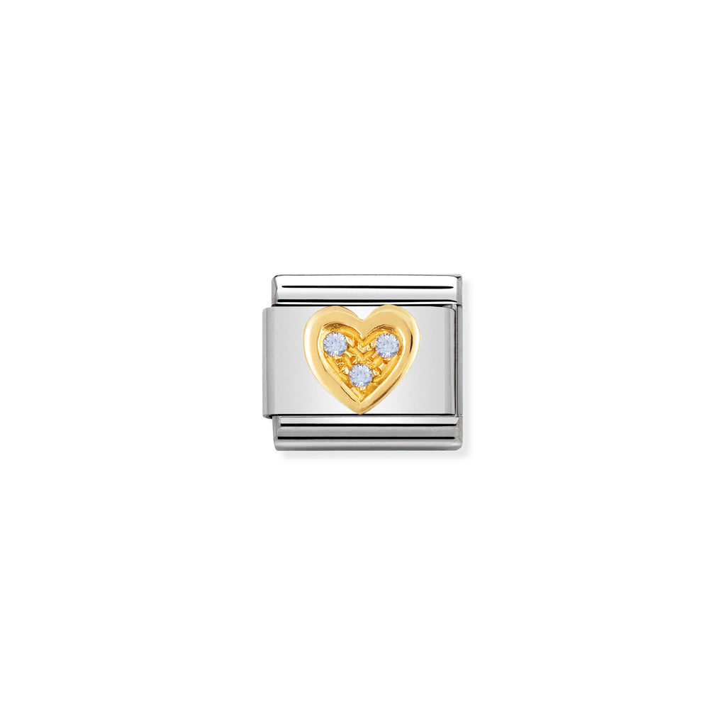 NOMINATION - Composable 030311 15 Classic LOVE st/steel,18ct gold & cz (LIGHT BLUE heart)
