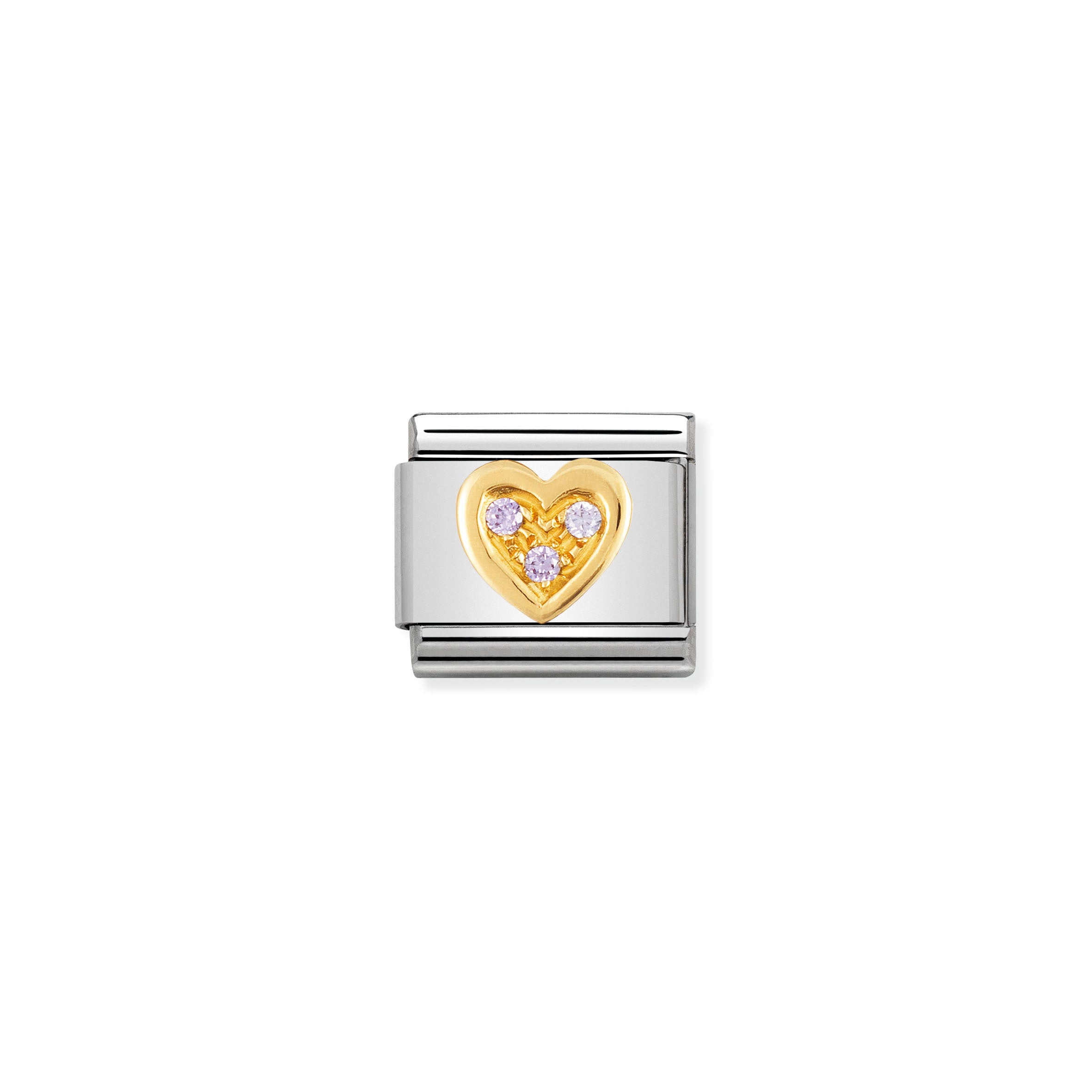 NOMINATION - Compoable Gold & Cz 'Lilac Heart' 03031118