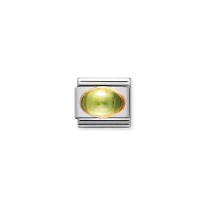 NOMINATION - Composable Steel & Gold Oval Semiprecious Stones 'Peridot'
