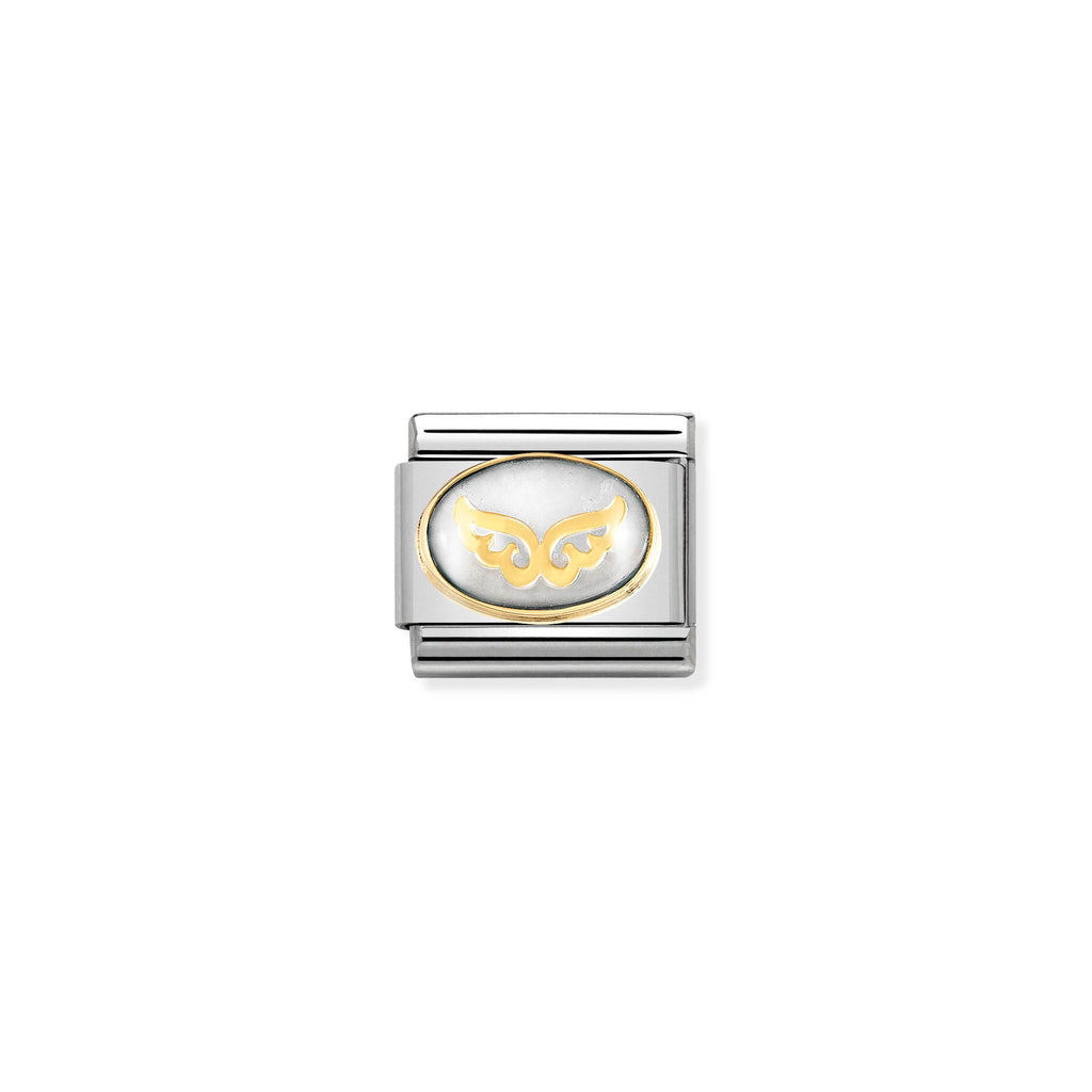 NOMINATION - Composable CLASSIC STONES DOUBLE with Symbol st/steel & 18ct gold (Angel Wings)