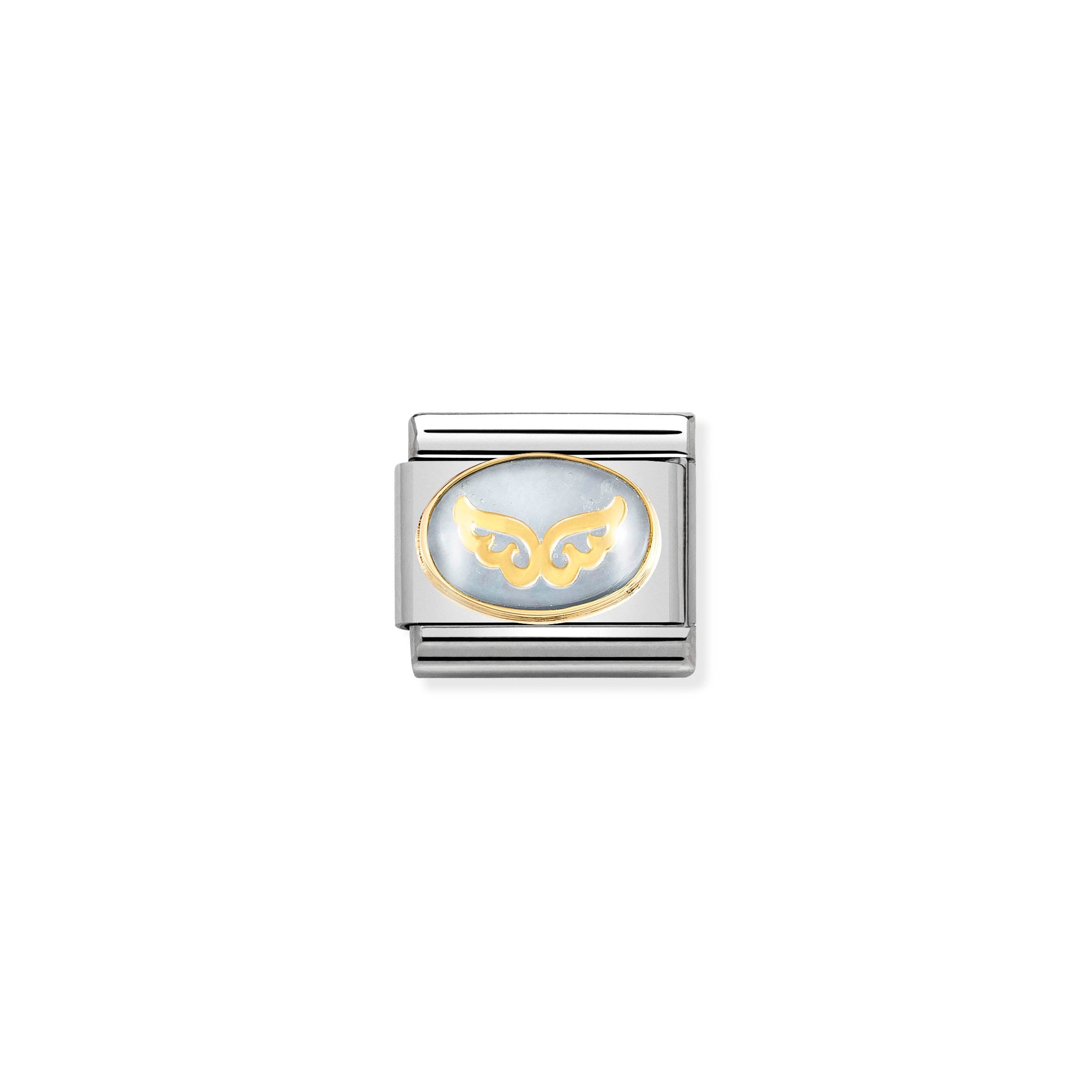 NOMINATION - Composable CLASSIC STONES DOUBLE with Symbol st/steel & 18ct gold (Archangel)