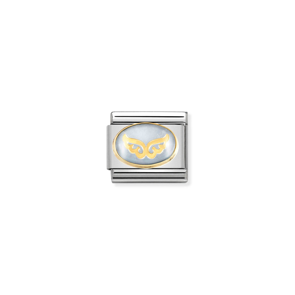 NOMINATION - Composable CLASSIC STONES DOUBLE with Symbol st/steel & 18ct gold (Archangel)